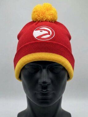Atlanta Hawks Vintage Jersey Stripe Cuffed Knit Hat W/ Pom